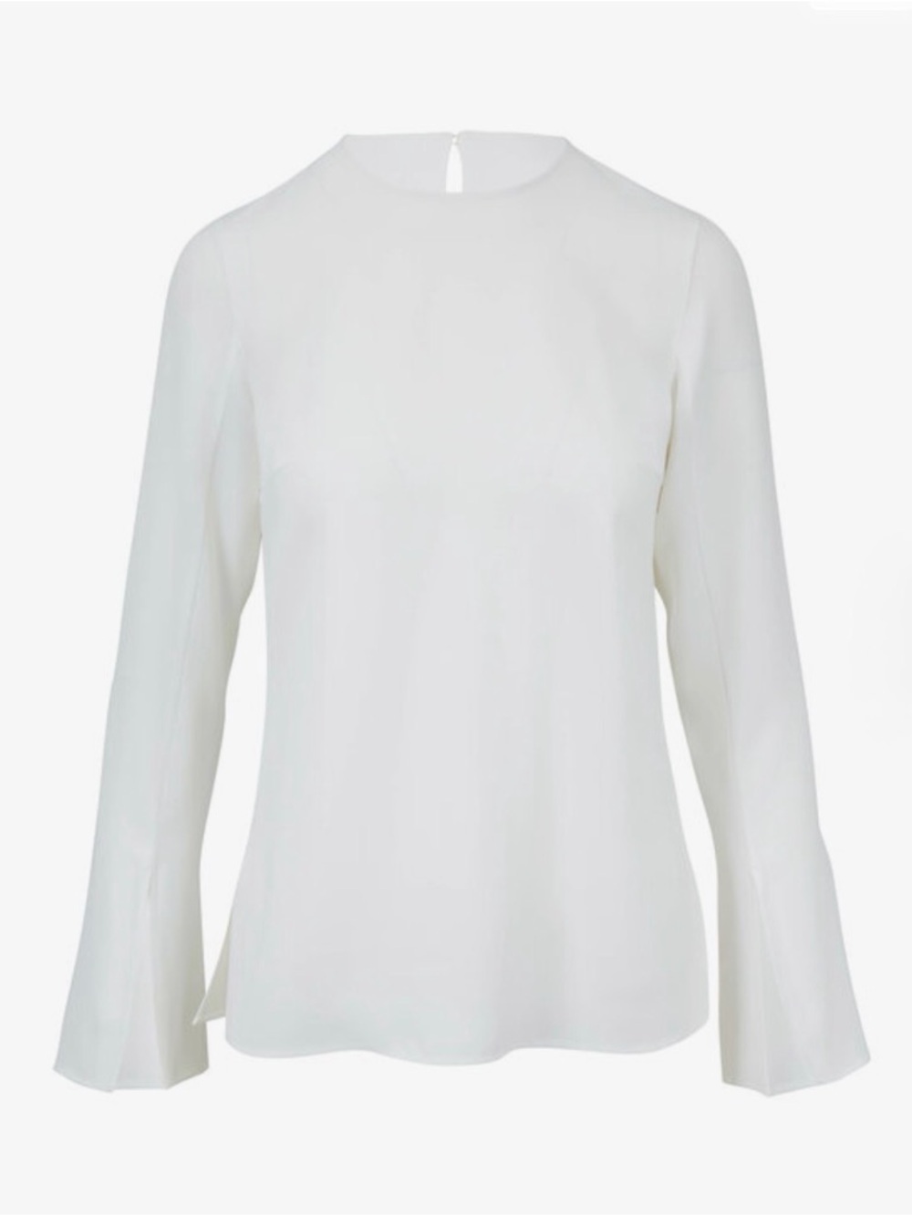 AKRIS PUNTO White Trumpet Sleeve Blouse | Size S | Luxe Minimalist Top